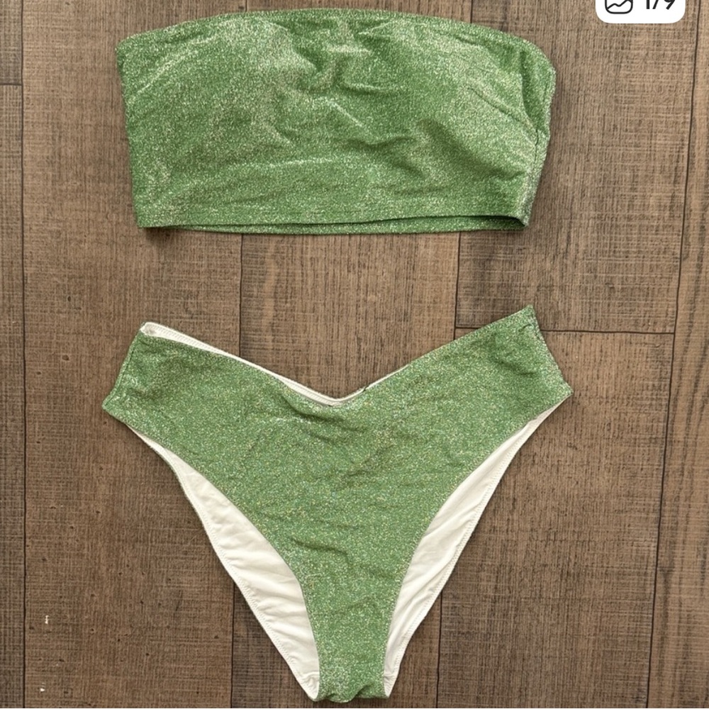 PINK Victoria's Secret Sparkling Green Bikini Set